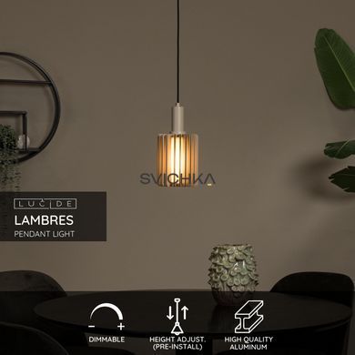 Підвісний світильник Lucide LAMBRES &Oslash; 15 cm 1xE27 Taupe, Taupe, Бежево-коричневий, Бежево-коричневий