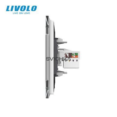 Розетка комп'ютерна RJ-45 і ТБ розетка Livolo білий скло (VL-C791VC-11)
