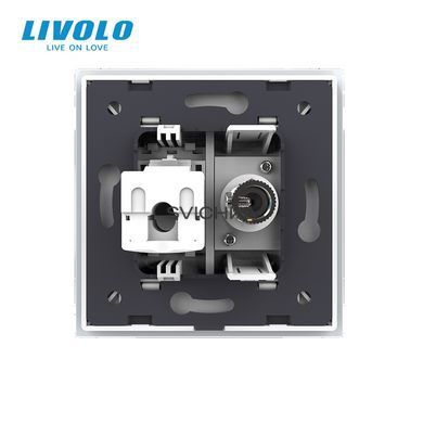 Розетка комп'ютерна RJ-45 і ТБ розетка Livolo білий скло (VL-C791VC-11)