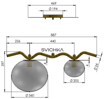 Люстра Pikart DewLight 2, Gold/White