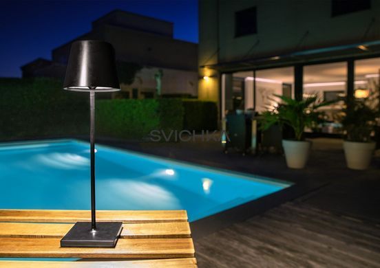 Акумуляторна настільна лампа для дому та вулиці Lucide JUSTIN Battery pack/batteries &Oslash; 11 cm LED Dim. 1x2,2W 2700K/3000K IP54 Black, BLACK