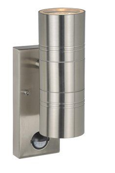 Настінний точковий світильник Lucide ARNE-LED IR Indoor/Outdoor &Oslash; 6,3 cm LED GU10 2x5W 2700K IP44 Motion & Day/Night Sensor Satin Chrome, Satin Chrome