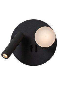 Бра Lucide MATIZ LED 3000K With USB charging point Black, BLACK, Прозорий, Чорний