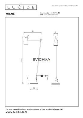 Підлогова лампа для читання Lucide MILNE LED Dim. 1x8W 2700K Black, BLACK, Чорний, Чорний, Чорний