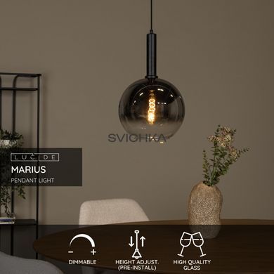 Підвісний світильник Lucide MARIUS &Oslash; 30 cm 1xE27 Black, BLACK