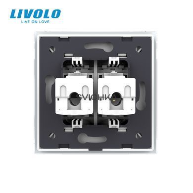 Розетка комп'ютерна подвійна RJ-45 Livolo білий скло (VL-C792C-11)