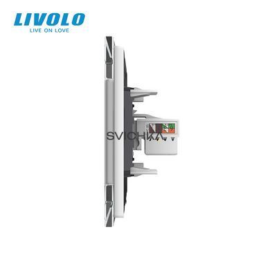 Розетка комп'ютерна подвійна RJ-45 Livolo білий скло (VL-C792C-11)