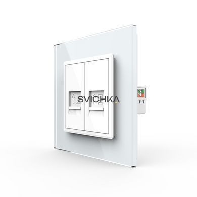 Розетка комп'ютерна подвійна RJ-45 Livolo білий скло (VL-C792C-11)