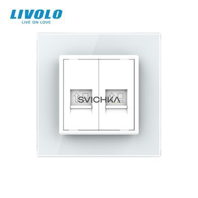 Розетка комп'ютерна подвійна RJ-45 Livolo білий скло (VL-C792C-11)