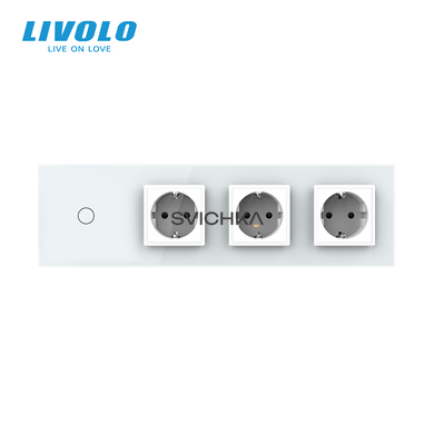 Сенсорный выключатель 1 сенсор 3 розетки Livolo