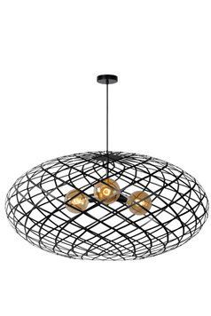 Підвісний світильник Lucide WOLFRAM &Oslash; 100 cm 3xE27 Black, BLACK, Чорний, Чорний