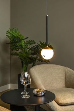 Підвісний світильник Lucide CALINA &Oslash; 9,9 cm LED Dim. 1x9W 2700K Black, BLACK, Чорний, Опал, Опал