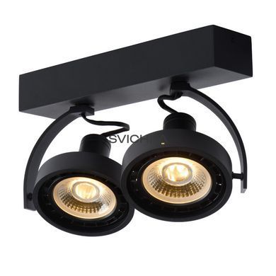 Стельовий точковий світильник Lucide DORIAN LED Dim to warm GU10 (ES111) 2x12W 2200K/3000K Black, BLACK, Чорний, Чорний