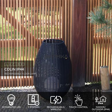 Аккумуляторная напольная лампа Lucide COLIN IP44 Battery pack/batteries LED Dim. 1x3W 3000K IP44 Black
