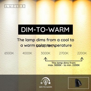 Бра Lucide NIGEL LED Dim to warm GU10 1x5W 2200K/3000K With USB charging point Black, BLACK