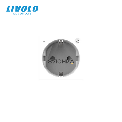 Розумна розетка LIVOLO біла з заземленням, шторки, керування зі смартфона, Alexa, Google Home, 16А 230В, модуль (VL-FCTC16AZ2-2WP)