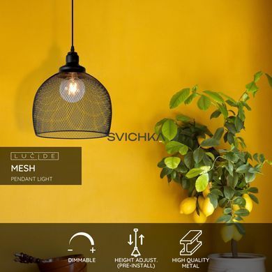 Підвісний світильник Lucide MESH &Oslash; 28 cm 1xE27 Black, BLACK, Чорний, Чорний