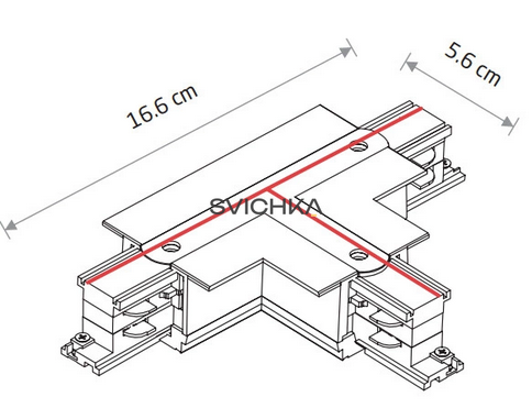 З'єднувач Т-подібний для 3-х фазної трекової системи Nowodvorski 8248 CTLS Recessed Power T Connector Left 1, Black