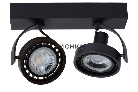 Стельовий точковий світильник Lucide DORIAN LED Dim to warm GU10 (ES111) 2x12W 2200K/3000K Black, BLACK, Чорний, Чорний