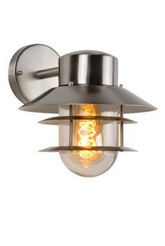 Настінний світильник для дому/вулиці Lucide ZICO 1xE27 IP44 Satin Chrome, Satin Chrome