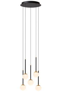 Підвісний світильник Lucide CALINA &Oslash; 42 cm LED Dim. 5x8,2W 2700K Black, BLACK, Опал, Опал