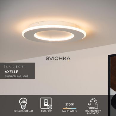 Стельовий світильник Lucide AXELLE &Oslash; 39,6 cm LED Dim. 1x24W 2700K White, WHITE, Білий, Білий