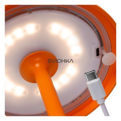 Акумуляторна настільна лампа для дому та вулиці Lucide JOY Battery pack/batteries &Oslash; 12 cm LED Dim. 1x1,5W 3000K IP54 Orange, Помаранчевий