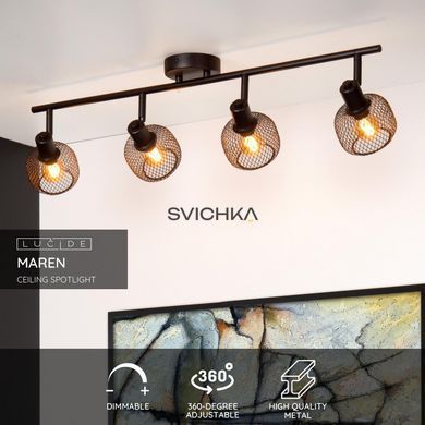 Стельовий точковий світильник Lucide MAREN 4xE14 Black, BLACK, Чорний, Чорний