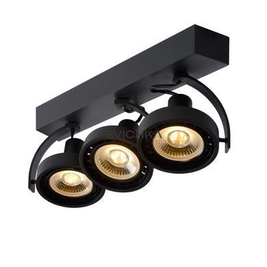 Стельовий точковий світильник Lucide DORIAN LED Dim to warm GU10 (ES111) 3x12W 2200K/3000K Black, BLACK, Чорний, Чорний