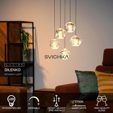 Подвесной светильник Lucide DILENKO &Oslash; 31 cm LED Dim. 5x3,5W 2700K Matt Gold / Brass