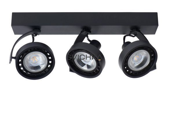 Стельовий точковий світильник Lucide DORIAN LED Dim to warm GU10 (ES111) 3x12W 2200K/3000K Black, BLACK, Чорний, Чорний
