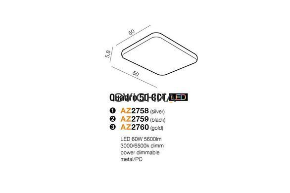 Стельовий світильник Azzardo AZ2759 Quadro 50 CCT LED Black, Чорний, Білий, Чорний