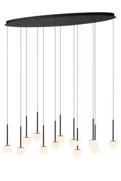 Підвісний світильник Lucide CALINA LED Dim. 12x7,7W 2700K Black, BLACK, Опал, Опал