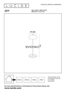Акумуляторна настільна лампа для дому та вулиці Lucide JOY Battery pack/batteries &Oslash; 12 cm LED Dim. 1x1,5W 3000K IP54 Pink, Pink