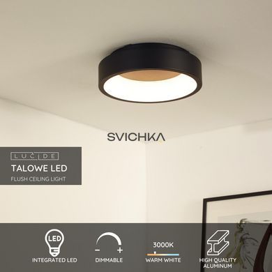 Стельовий світильник Lucide TALOWE LED &Oslash; 30 cm LED Dim. 1x20W 3000K Black, BLACK, Чорний