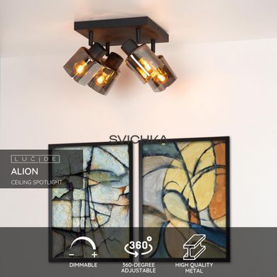Стельовий точковий світильник Lucide ALION 4xE14 Black, BLACK