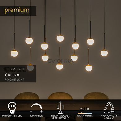 Підвісний світильник Lucide CALINA LED Dim. 12x7,7W 2700K Black, BLACK, Опал, Опал