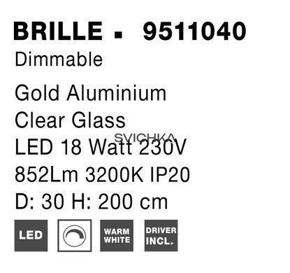 Підвісний світильник Nova luce BRILLE 3 Gold