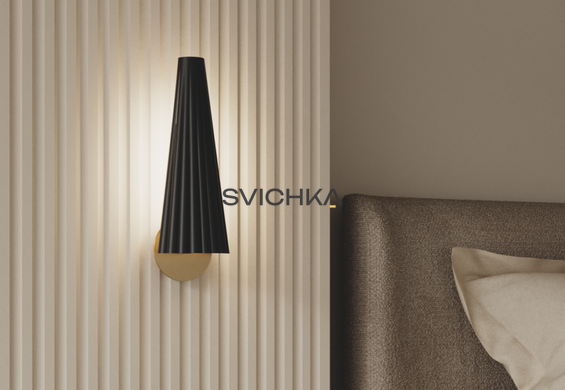 Настінний світильник Aromas Bion, Brass/Black, латунь, черный, Латунь, Чорний