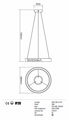 Підвісний світильник REDO 01-824 LOOP Black, Чорний