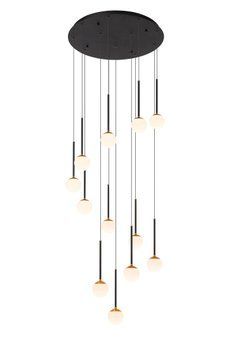 Підвісний світильник Lucide CALINA &Oslash; 69,9 cm LED Dim. 12x7,7W 2700K Black, BLACK, Опал, Опал