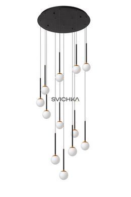 Підвісний світильник Lucide CALINA &Oslash; 69,9 cm LED Dim. 12x7,7W 2700K Black, BLACK, Опал, Опал