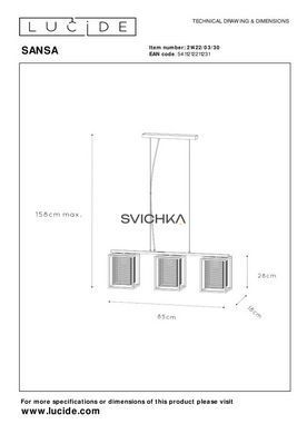 Підвісний світильник Lucide SANSA 3xE27 Black, BLACK