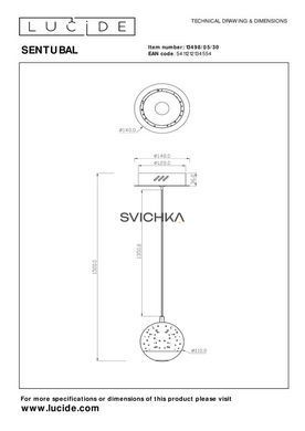 Подвесной светильник Lucide SENTUBAL &Oslash; 14 cm LED 1x6,3W 2700K Black