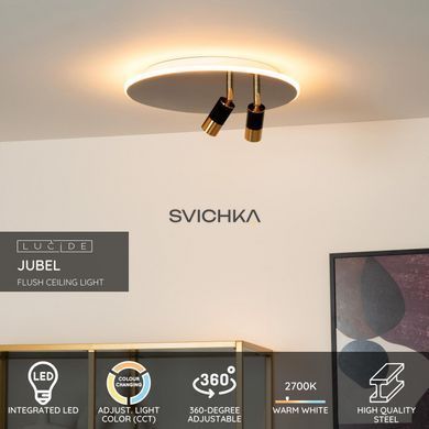 Стельовий світильник Lucide JUBEL &Oslash; 40 cm LED Dim. 2700K Gun Metal, Gun Metal, Matt Gold / Brass, Чорний