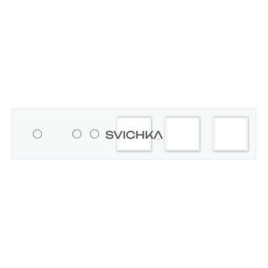 Рамка 5-постова для одного 1-сенсорного та одного 2-сенсорного вимикачів і трьох розеток (1-2-0-0-0) LIVOLO, загартоване скло, біла, 365&times;80 мм (VL-P701/02/E/E/E-10W)