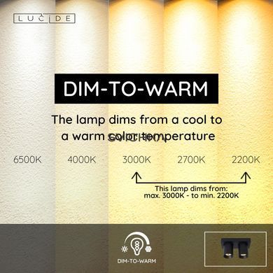 Потолочный точечный светильник Lucide NIGEL LED Dim to warm GU10 2x5W 2200K/3000K Black
