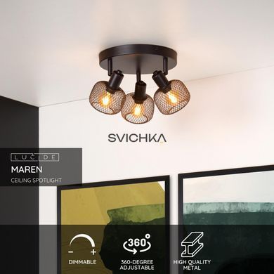 Стельовий точковий світильник Lucide MAREN &Oslash; 37 cm 3xE14 Black, BLACK, Чорний, Чорний
