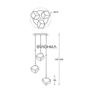Підвісний світильник Zuma-line ROCK PENDANT 3 small, Вишневий, Метал, Скло