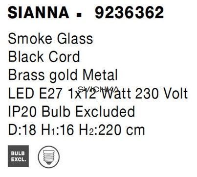 Подвесной светильник Nova luce SIANNA, Smoke/Brass